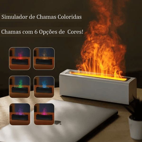 Difusor de Fragrância e Umidificador com Chama de Simulação Colorida