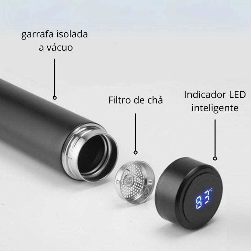 Garrafa Térmica 500ml Com Medidor De Temperatura Digital