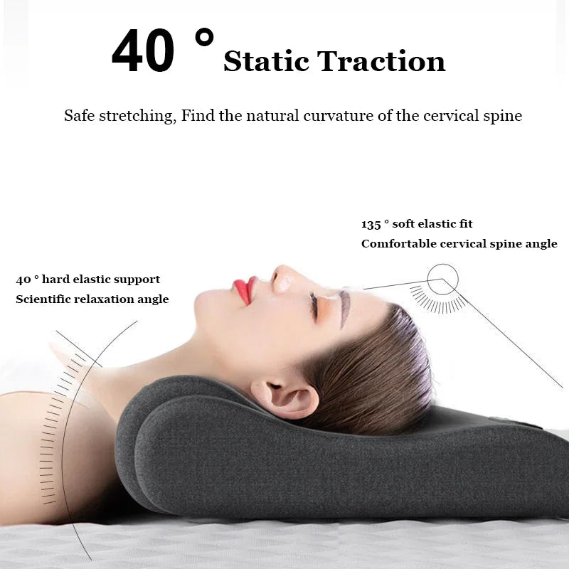 Conforto e Alívio: Travesseiro Massageador Ergonômico com Compressa Quente para Relaxamento e Proteção da Coluna Cervical