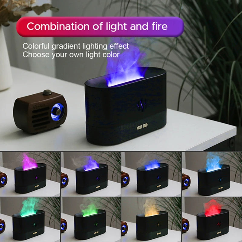 Ultrasonic Air Humidifier and Diffuser with LED Flame Lamp