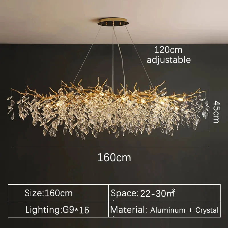 Luxuoso Lustre de Cristal Dourado LED: Iluminação Sofisticada para Sala, Jantar, Quarto ou Ambientes Elegantes!