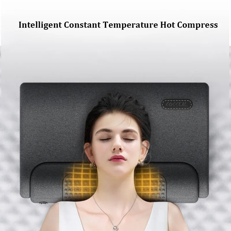 Conforto e Alívio: Travesseiro Massageador Ergonômico com Compressa Quente para Relaxamento e Proteção da Coluna Cervical