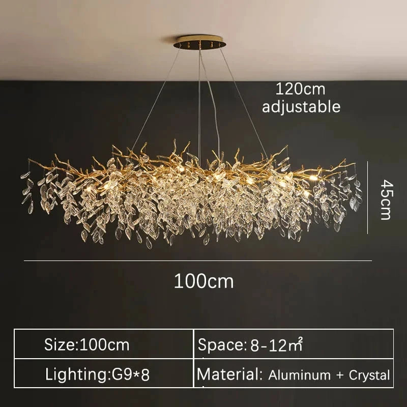 Luxuoso Lustre de Cristal Dourado LED: Iluminação Sofisticada para Sala, Jantar, Quarto ou Ambientes Elegantes!