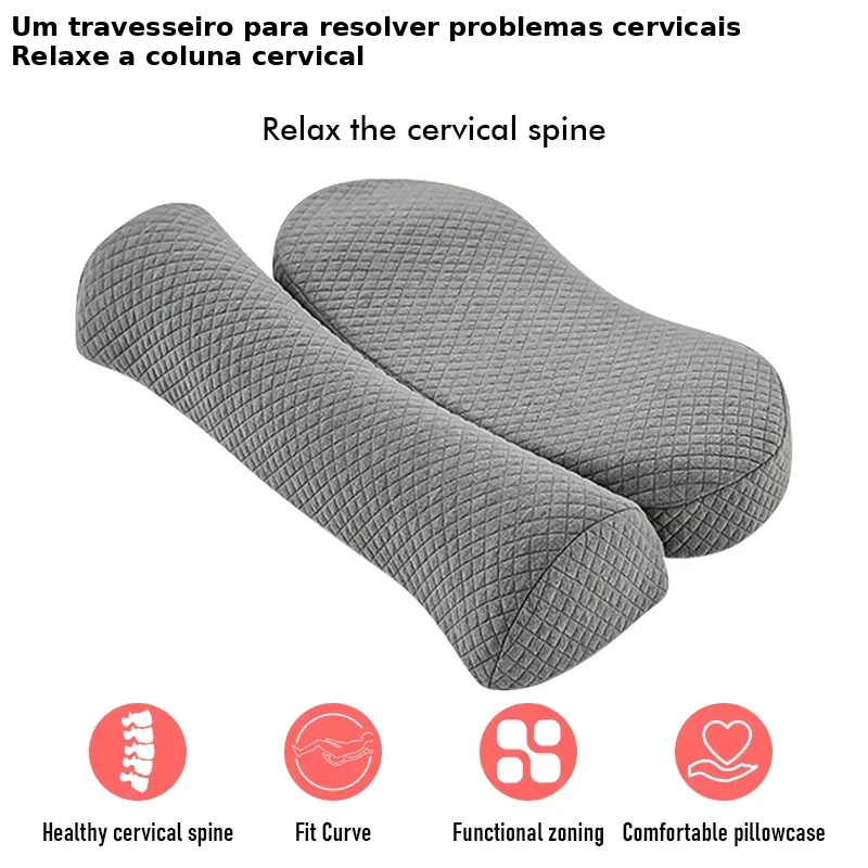 Travesseiro Cervical de Espuma Viscoelástica: Tecido Tricotado, Núcleo de Cubos de Água e Design Ergonômico para Cuidados com a Saúde