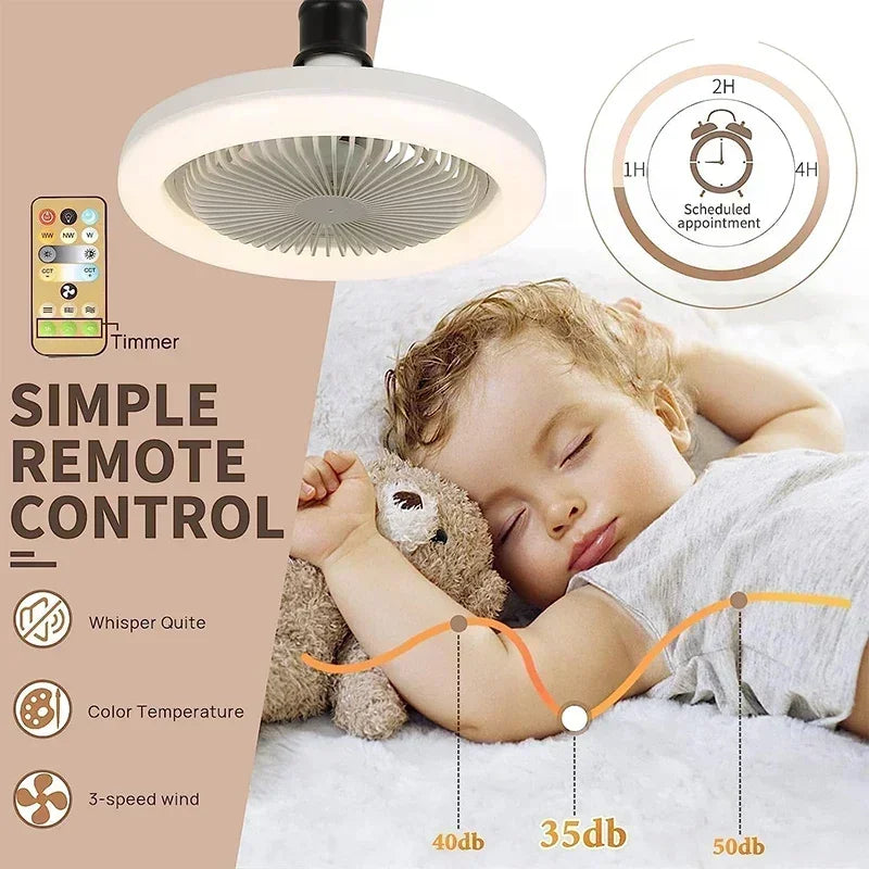 Substitua Sua Lâmpada Comum pelo Ventilador de Teto LED com Luz e Controle Remoto