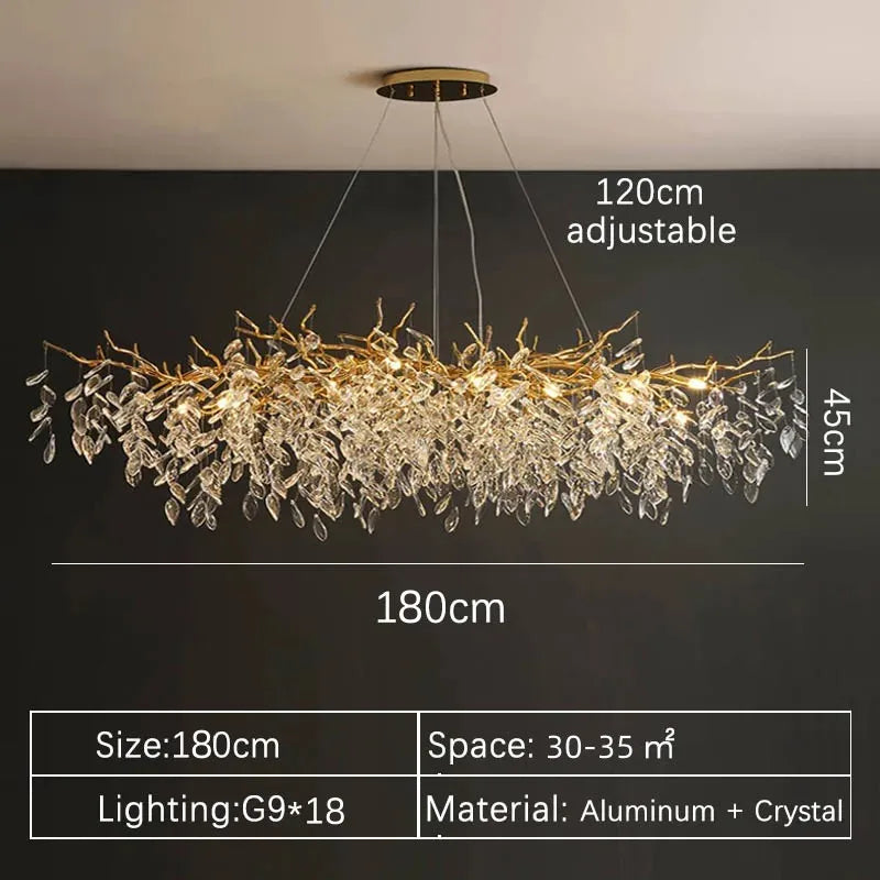 Luxuoso Lustre de Cristal Dourado LED: Iluminação Sofisticada para Sala, Jantar, Quarto ou Ambientes Elegantes!