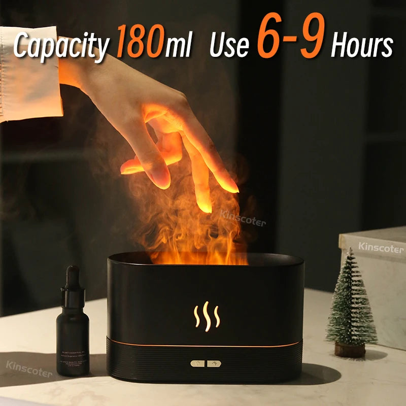 Ultrasonic Air Humidifier and Diffuser with LED Flame Lamp