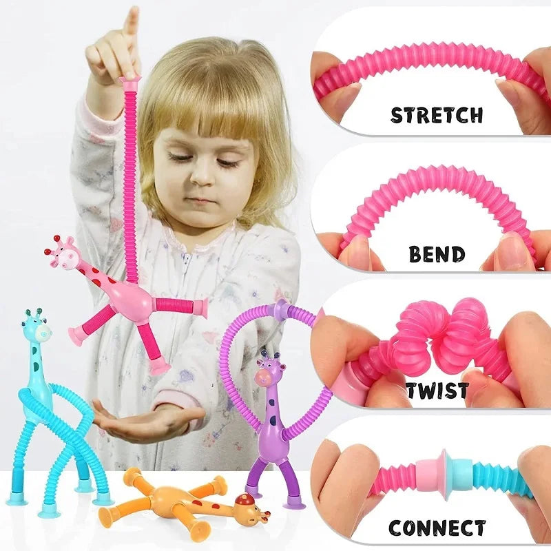 Telescopic Giraffe: Anti-Stress Toy with Suction Cups for Kids