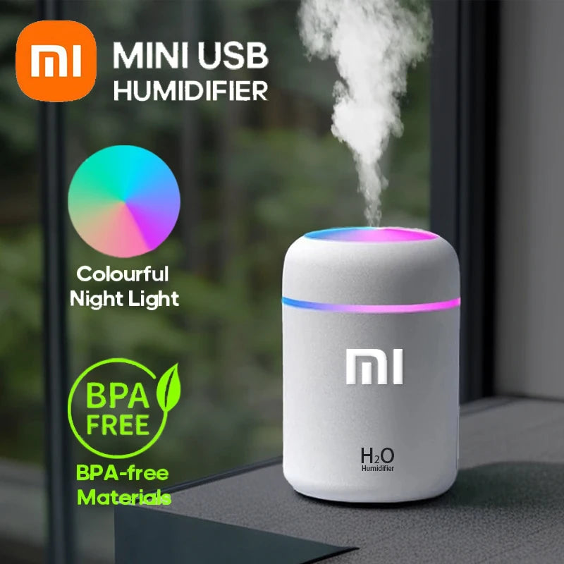 Xiaomi Umidificador de Ar H2O 300ml Portátil Mini USB Difusor de Aroma com Névoa Fresca