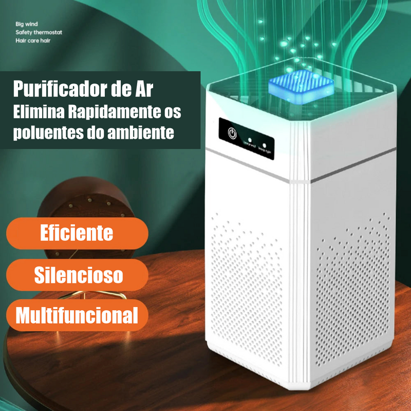 Purificador de Ar Inteligente com Íons Negativos e Filtro HEPA – Compacto e Potente!